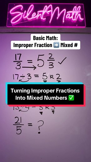 Lesson of the Day. #fractions #improperfraction #mixednumbers #mixedfraction #basicmath #math #maths #silentmath #missarlene