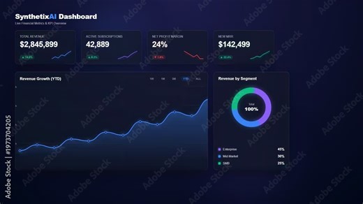 Financial Dashboard with Growing Revenue and KPIs