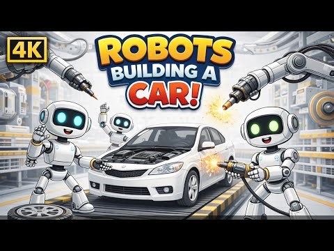 Robots Are Building a Car! | Fun Factory Learning for Kids (4K)