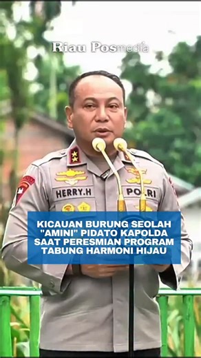 Riau Pos on Instagram: "🌿🐦 Momen Unik di Peresmian Tabung Harmoni Hijau Kapolda Riau Irjen Pol Herry Heryawan meresmikan Program Tabung Harmoni Hijau di Rumbai, Pekanbaru, Rabu, (7/1/2026). Program hasil kolaborasi Polda Riau dan Pemko Pekanbaru ini menjadi pusat edukasi pelestarian lingkungan bagi pelajar dan masyarakat. Menariknya, saat Irjen Herry menyampaikan pesan Presiden tentang pentingnya menjaga alam, seekor burung tiba-tiba berkicau keras di atas lokasi acara, seolah ikut “mengamini”