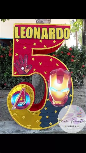 Piñata Número 5 Temática Iron Man para Fiesta