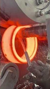 Inside the factory Forging Red-Hot Steel Bearing Rings 🔥 #process #forging #blacksmith #ring #iron