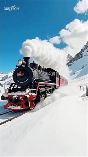 Epic Steam Train in Snow Mountains 🚂❄️ #shorts