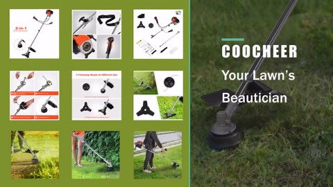 42.7cc Weed Eater Gas Powered 2-in-1 Cordless Grass Trimmer/Edger, 2-Cycle Gas String Trimmer with 2 Detachable Head for Trimming Grass/Weed