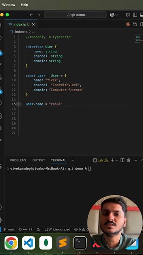 Readonly in typescript with example #typescript #coding #programming