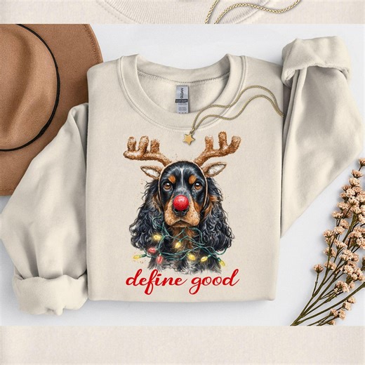Christmas Cocker Spaniel Reindeer PNG – Holiday Lights Dog Art –funny Define Good Pup Design for Winter Sweatshirt –instant Digital Download - Etsy