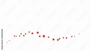 Animated red stars fly from left to right. A wave of flying stars. Vector illustration isolated on the white background.