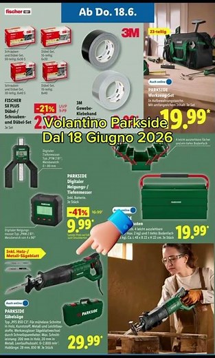 Volantino parkside dal 18 giugno 2026 attrezzi fai da te #bricolage #parkside #faidate Lidl DE