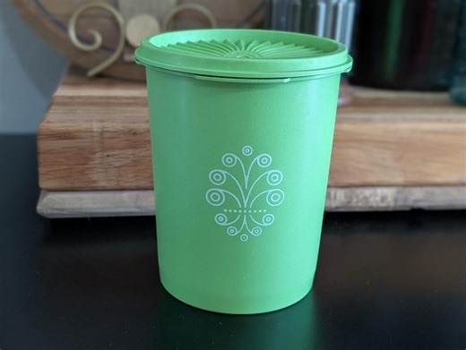 Vintage Tupperware Canister Avocado Green | 1970s Retro Kitchen Storage Container W Lid | Mid Century Pantry Decor - Etsy