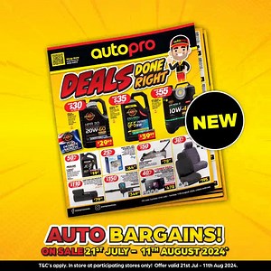 Auto Bargains at Autopro 🔥 Grab yourself a deal from your favourite brands online or in-store at participating stores only 🙌 Shop the full catalogue online here: https://autopro.com.au/ap/catalogue T&Cs apply. See website for details. On sale 21st of July - 11th of August 2024. Available at participating stores only. While stocks last. | Autopro