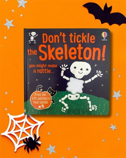 Usborne Children's Books on Instagram: "Will you tickle the skeleton? Join skeleton and friends in this hilarious Halloween novelty book. Babies and toddlers just won’t be able to resist tickling the touchy-feely patches to hear each creature make a sound! 🐈‍⬛ Encourages playfulness and sparks curiosity ☠️ A perfect Halloween gift for little children 🎃 Supports sensory development through spooky characters 💬 Would you rather be a skeleton or a vampire? Tell us in the comm