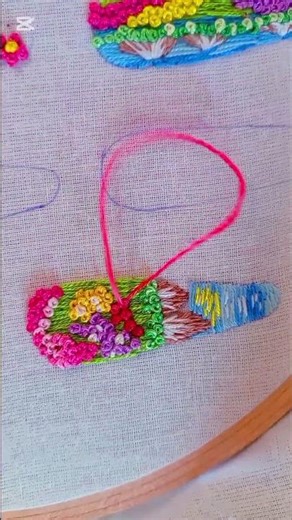 Micro Embroidery Magic ✨ Colorful Needle Art Relaxing Video #short