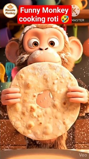 Monkey Cooking Poori 😲 | Street Food Magic | Monkey cooking Roti #funny #funnymonkey #viral #shorts