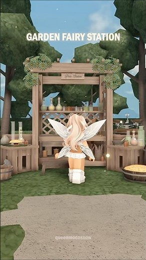 bloxburg spring garden fairy station tutorial, pixie hollow tinkerbell house build idea #bloxburg