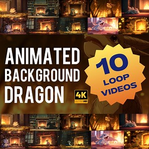 Animated Dragon Background 4K Loop Videos | Cozy Fireplace Fantasy Ambience - Etsy