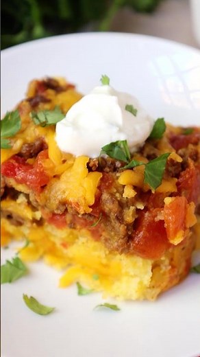 Tex-Mex Cornbread Casserole (Rotel, Ground Beef)