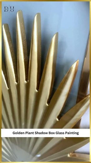 Golden Plant Shadow Box Glass Painting