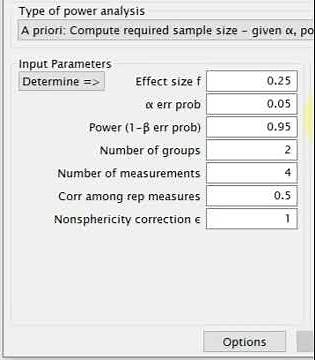 G*Power - Mixed design ANOVA minimum sample size