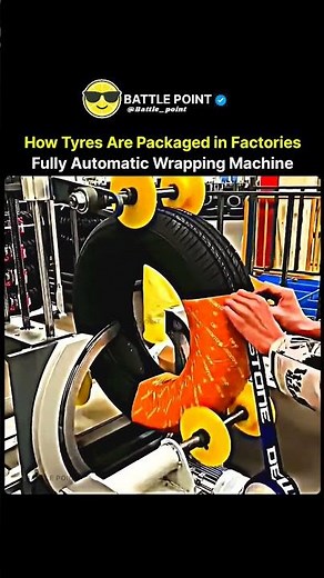 Automated Tire Wrapping Process – Full Protective Logo Film 🚗🔄