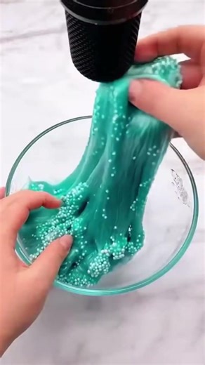 Satisfying Slime Stretch: Turquoise Bead Slime 🌊