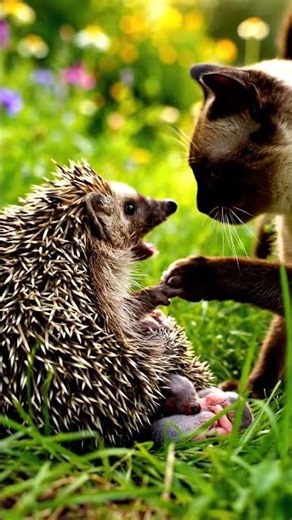Mama Hedgehog vs. Cat: The Spiky Momma Bear Defense! 🦔⚔️😼