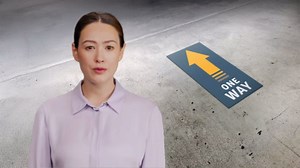 One Way Arrow Floor Decals – 10x5 Inch Vinyl Directional Stickers (2 Pack) | Anti-Slip & Durable Signage for Smooth Surfaces, Traffic Flow & Wayfinding – Blue/Yellow/White