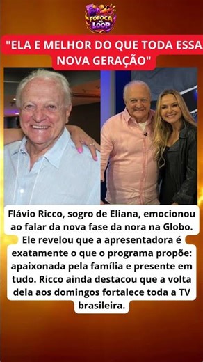 Flávio Ricco, sogro de Eliana, celebra novo programa da apresentadora e alfineta nova geração