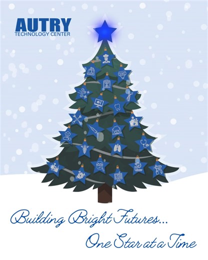 It's National Christmas Card Day 🎄✉️ This year’s Autry Tech Christmas card was designed by our talented Graphic Arts students! The artwork was designed by Samantha Stevens & Aidyn Seek, and the holiday message was inspired by second-year student Emily Ayers. We’re so proud of their creativity and excited to share their work with our community this holiday season ✨ | Autry Technology Center