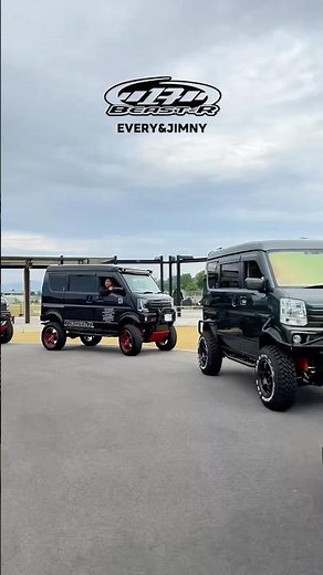 ビーストアールのリフトアップエブリイ&ジムニーみんなでツーリング🚐✮最高にかっこよかった！！！そしてよくみたら警察の前🚓w #da17w #エブリイ