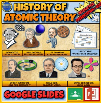 History Of Atomic Theory Powerpoint | 6th-9th | NGSS HS-PS1| Plum Pudding Model