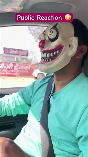 Public reaction on wearing a scary mask and drive #youtubeshorts #putmask #reaction #selfiegate