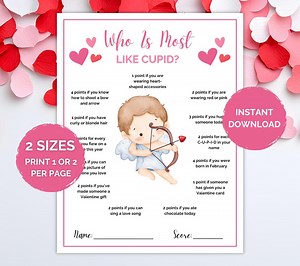 Valentine's Who is Most Like Cupid Game, Who is Most Like Cupid, Valentine Day Fun Game, Valentine Day Game, Printable Valentine’s Day Games - Etsy