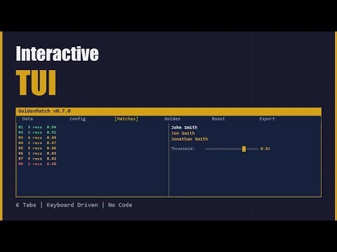 GoldenMatch Interactive TUI Deep Dive | Every Tab Explained