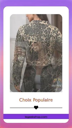 Leopard Button Up Cropped Denim Jacket