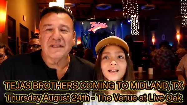 Fort Worth-based Tejas Brothers make their long awaited return to Midland, Texas! Thursday Aug. 24, 2023 The Venue at Live Oak Doors open at 7PM THIS IS A 21 EVENT Opening Band: A-Train & The Texicanos Food trucks on site. No lawn chairs permitted. This is a Rain or Shine Event. | Tejas Brothers