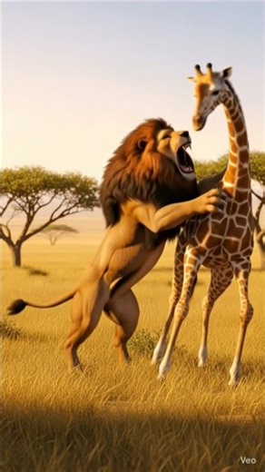 Lion attack jaraf Lion cartoon Lion animation Ai video clip