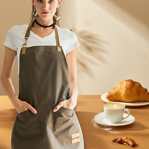 [Hot Item] Cotton Canvas Polyester Waterproof Chef Cooking Aprons for Cafe Restaurants Kitchen