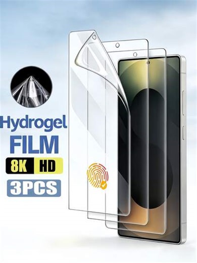 3 pièces Film de protection d'écran de téléphone portable en hydrogel antichoc. Film de protection d'écran souple [pas en verre] compatible avec Samsung Galaxy S26 A57 A37, 15T Poco X7 Pro/Note 15, 17 Pro Max 16, Honor X9D et autres modèles de téléphone. Anti-empreintes digitales, compatible avec Face ID, couverture complète, facile à coller. Cadeau d'anniversaire, cadeau d'anniversaire de mariage | SHEIN