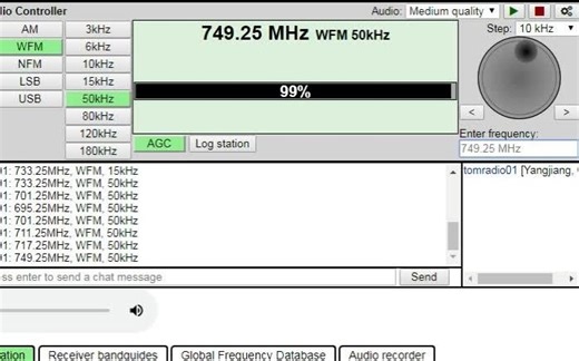 用香港的webSDR收音机接收模拟电视音像载频 20201113