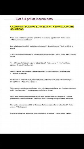 CALIFORNIA BOATING EXAM 2025 QUESTIONS AND ANSWERS