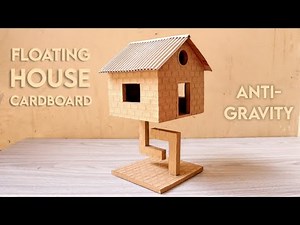 HOW TO MAKE FLOATING HOUSE FROM CARDBOARD | House Tensegrity | Science Project | Arts & Crafts