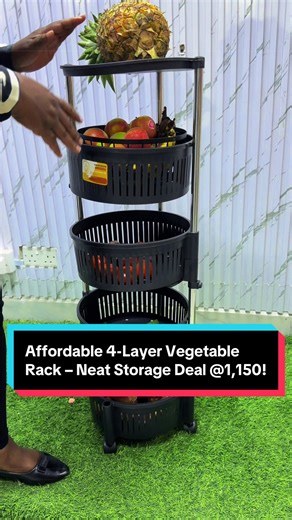 Affordable 4-Layer Vegetable Rack – Only @1,150 🥦🍅🥕 Keep your kitchen neat and organized with this 4-Layer Vegetable Rack, perfect for storing fruits, vegetables, and other kitchen essentials. Its space-saving design gives you more storage while keeping everything easily accessible. ✨ Key Features: ✅ 4 spacious layers for better organization ✅ Strong and durable design for daily use ✅ Space-saving rack ideal for small kitchens ✅ Perfect for vegetables, fruits, onions, and more ✅ Keeps your ki