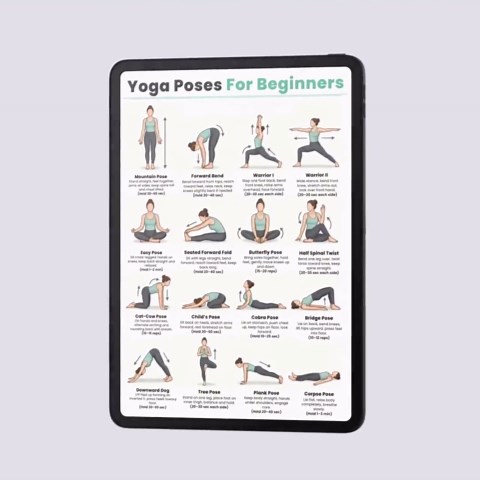 Printable Yoga Poses for Beginners Chart, 16 Asanas Yoga Routine PDF, Daily Home Workout Poster, Flexibility Balance & Relaxation Guide - Etsy