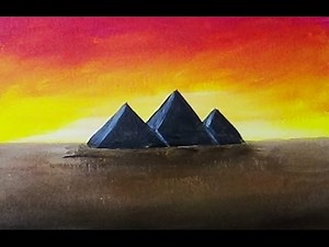 Pyramids at Sunset Acrylic Painting Silhouette