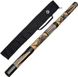 Easy-to-Play Bamboo Didgeridoo for Beginners - Featuring Hand-Carved Designs and Nylon Bag. FREE DIDGERIDOO KEYCHAIN AND DISCOUNT COUPON FOR DIDGERIDOO LESSONS INCLUDED