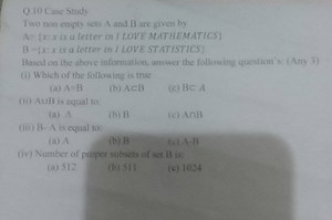 Q.10 Case StudyTwo non empty sets \mathrm{A} and \mathrm{B} ar... | Filo