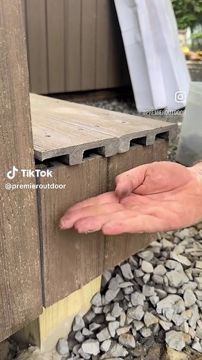 We’re using the new @deckorators venture series on our backyard giveaway project. This is an entry level composite board and is scalloped to be very budget friendly. This is how we are finishing off the edges! #decking #giveaway #carpentry #glue #tricksofthetrade