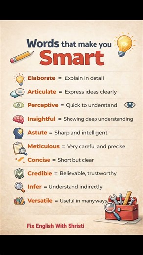 Words that make you Smart!! 😎🌞🥳 #vocabs #education #english