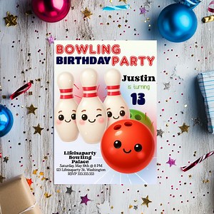 Bowling-Geburtstags-Party 13x18 Digitale Geburtstagseinladung - Etsy.de