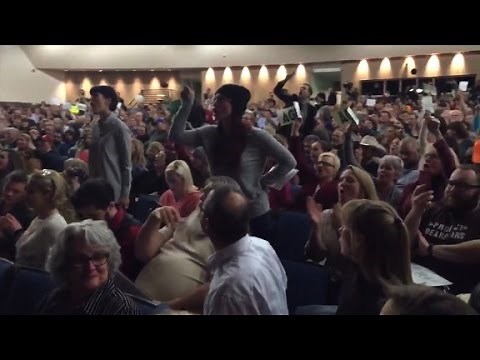 Tempers flare at Republican town halls